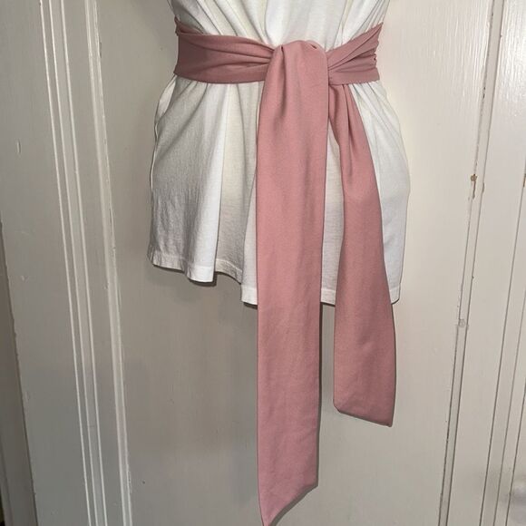 Vintage 70s pink knit polyester scarf, sash or belt - Picture 3 of 4